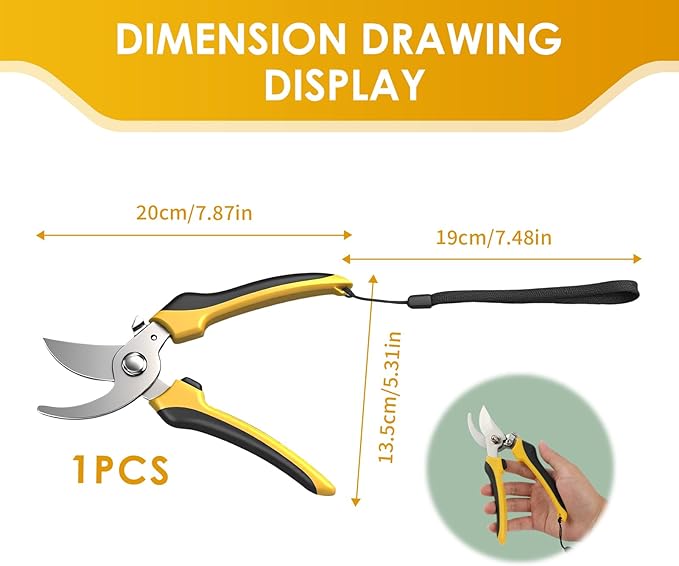 1 Pcs Garden Scissors Pruning Shears Sharp Stainless Steel,8in Garden Clippers Handheld,Pruning Shears for Gardening, Flower Shears Florist Scissors for Plant Tree Trimmers