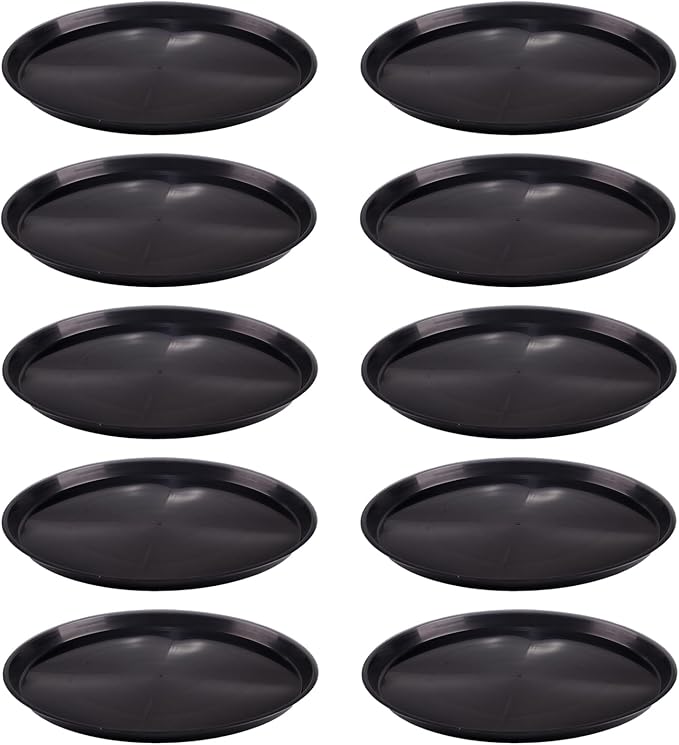 10 Pack Plant Saucer 14 Inches Plant Trays for Pots Plastic Round Drip Trays Flower Pot Saucers Black Planter Water Tray Plant Drainage Tray, Black