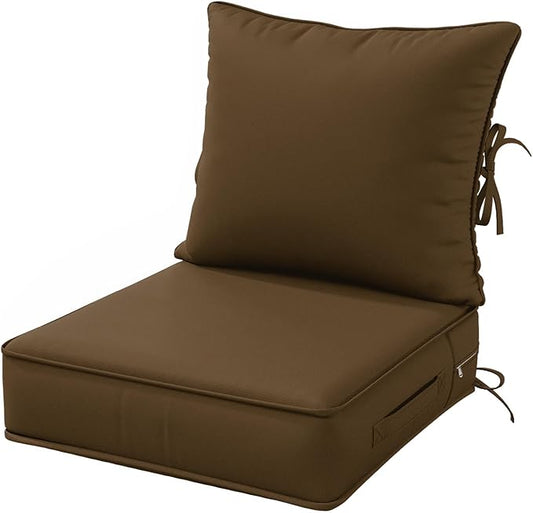 Outdoor Patio Chair Cushions Set 19 L X 19 W X 4 H Inch Waterproof & Fade Resistant Deep Seat and Back Cushions with Removable Covers Outdoor Seat Cushion Set for Chairs and Sofas