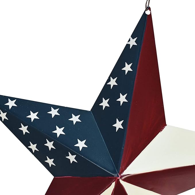 Veclotch 2set 4th of July Metal Barn Star Yard Sign Outdoor Lawn Decor, Patriotic US Flag Hanging Ornament Garden Signs Decorative Stake Memorial Day Party Supplies, Multicolor