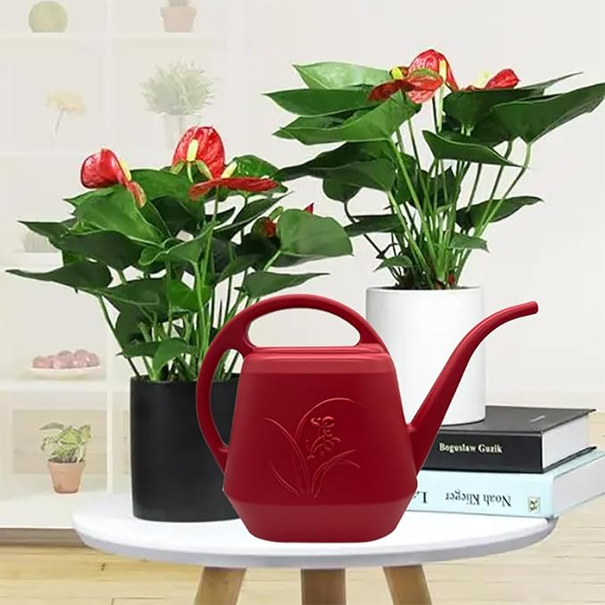 Grip Watering Can - with Long Spout - 1 Gallon - Wine Red