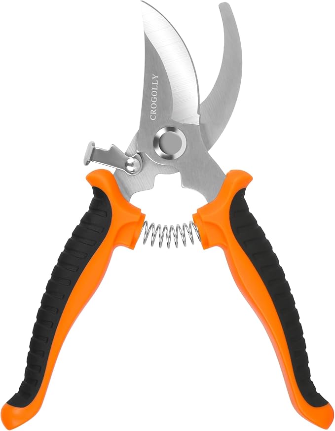 7.5" Gardening Pruning Shears, Soft Handle Pruning Shears, Garden Scissors, Plant Trimming Scissors, Bonsai Tools, Gardening Tools, for Plant, Flower, Tree - Orange