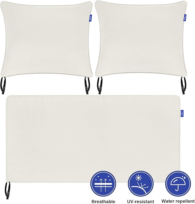 Outdoor Loveseat Cushion Set 44'' x 24'', Outdoor Cushions for Patio Furniture with Fastness Cover, Water Repellent Outdoor Seat Cushion and Couch Back Cushions for Bench, and Swing (Solid Beige)