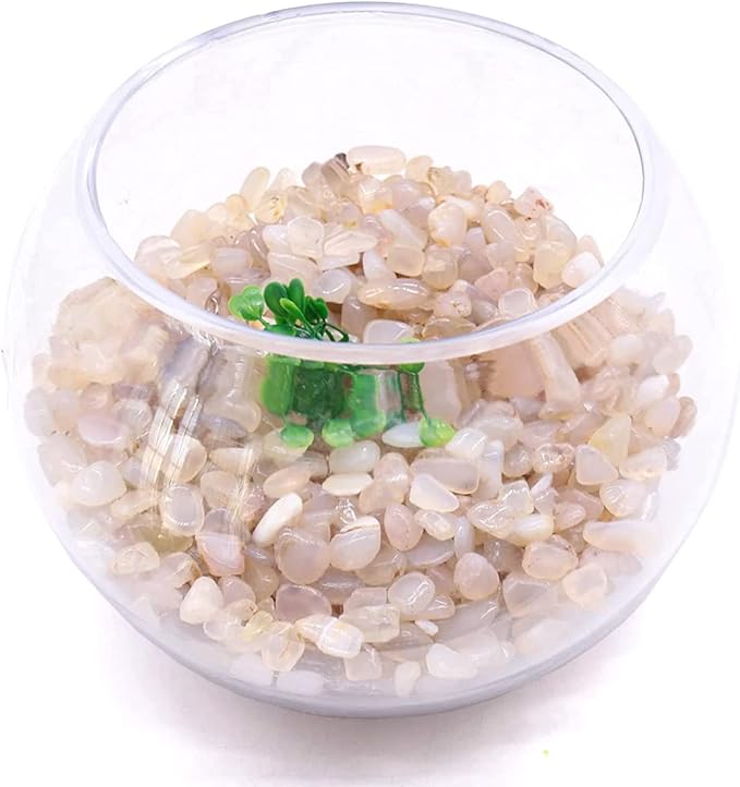 WAYBER Natural White Agate Pebbles, 1 Lb/460g Decorative Rocks Non-Toxic Crystal Stone Irregular Quartz Gemstone Crushed Pieces Tumbled Stone Chips for Jewelry Making/Home Decoration