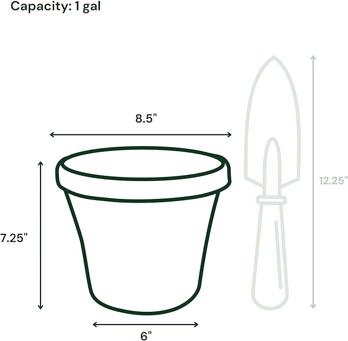 Bloem Terra 8" Round Resin Planter Pot with Drainage Holes, Indoor and Outdoor Gardening, Chocolate, Made in USA