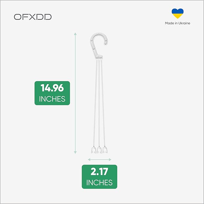 Plant Hangers - Pack of 3 - Plastic Flower Basket Hanging - Decorative Plants Pots with Hook - Outdoor Planters Lantern Hanger