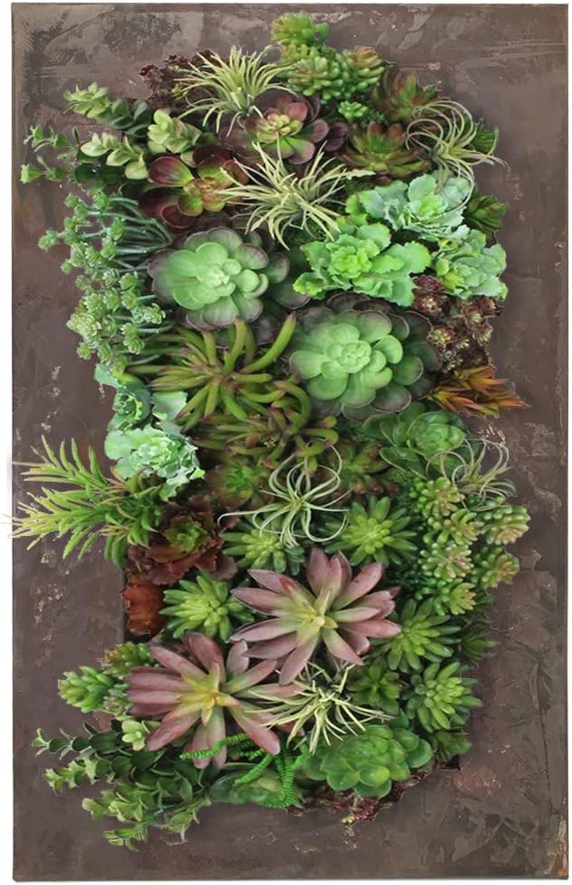 Modern Home Living Wall Galvanized Steel/Zinc Succulent Planter, Wall Mounted Garden Pocket Planter (18 Pocket, Rust Zinc)