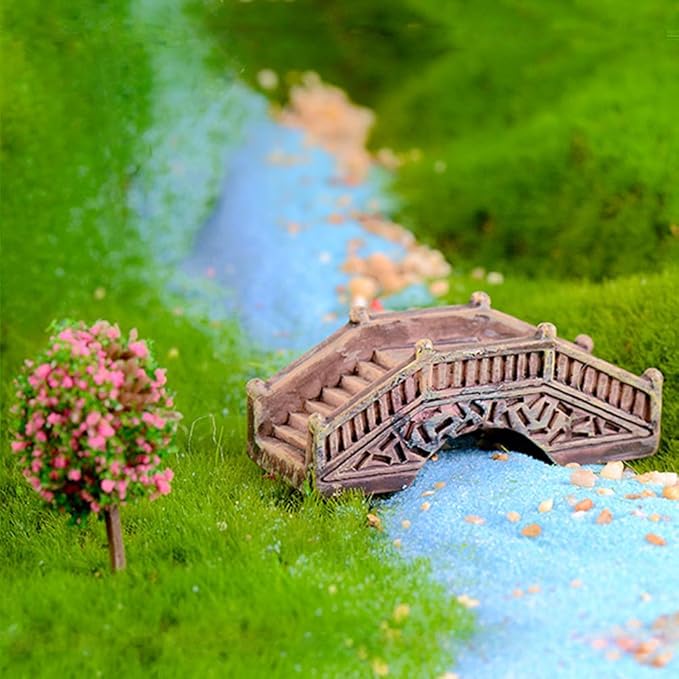 Purple Star Fairy Garden Bridge 11 Pack Mini Bridge for Fairy Garden Accessories Outdoor Small Bridges Miniature Figurines Zen Gardens Terrarium Decor Little Statues Easter Gift Brown