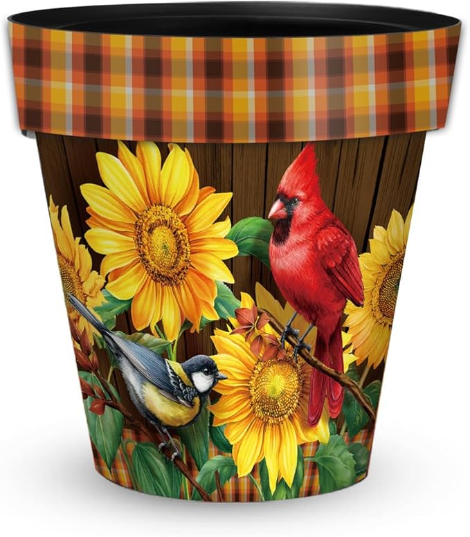 Briarwood Lane Fall Planter 11.75" x 11" x 11" Fall Birds and Sunflowers Medium for Fall Planter