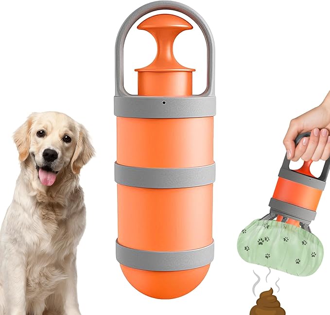 Portable Pet Scooper, Waste Pickup Tool, Compact Dog Cat Cleaning Advantage, Stainless Steel Grabber Set, Animal Care Accessory with Long Handle, Outdoor Lawn Garden Use for Travel Camping