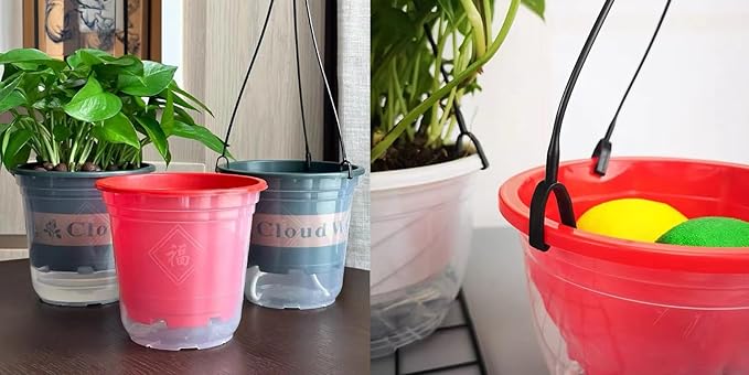 USUNQE Hanging Planter Holder, 6 pcs Plastic Chain for Hanging Flower Pot Plant Hook Lantern Bird Feeder Outdoor Basket