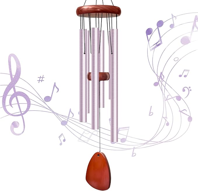 28" Wind Chimes for Outside. Deep Tone Lovely Wind Chimes with 6 Aluminum Tubes Courtyard Decoration. Windchimes Outdoor Create an Enjoyable Atmosphere & Give Mom a Gift（Purple）