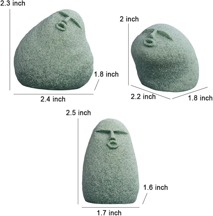 Cute Stone Primitive Man Figurine: Funny Stoneman Statue for Outdoor Decor, Carving Face Garden Home Decoration Fish Tank Ornament - Set of 3