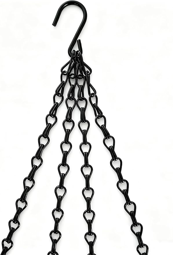4 Pack Hanging Basket Chains, Adjustable Plant Hanging Chain with S Hooks, Heavy Duty Metal Chains for Planters, Flower Pots, Lanterns, Wind Chimes, Indoor Outdoor Hanging Decor (15.7 inch)