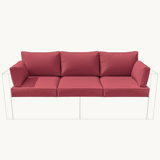 8-Piece Outdoor Cushions for Patio Furniture Thick Outdoor Chair Cushions Resilient Foam Waterproof Deep Seat Cushion Replacement for 3-Seat Sectional Sets Liner&Cover Fuchsiared
