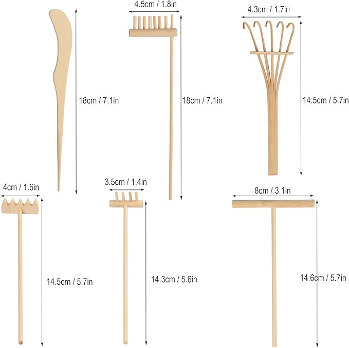 24 PCS DIY Sand Zen Garden Tools, Mini Zen Garden Rake Sets for Serenity and Spiritual Meditation, Tasteful and Elegant Zen Garden Accessories for Home Decor, and Father or Mother's Gift, by GNIEMCKIN