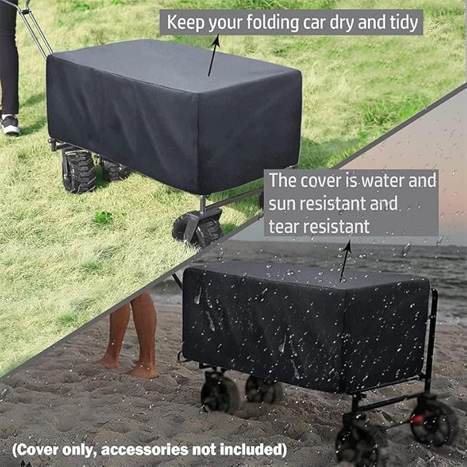 Waterproof Camping Wagon Cover, Rain Cover for Wagon Push-Pull Wagon Rain Cover Canopy Folding Stroller Trolley Cart Accessories UV Resistant Cover for Garden Camping Picnic (37.8’’ L*25.6’’W*19.7‘’H)