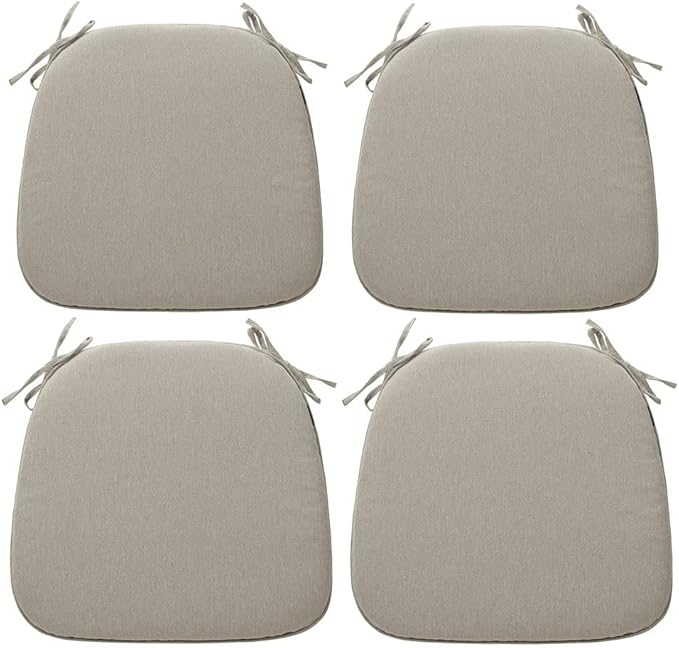 Magpie Fabrics Outdoor/Indoor 17"x16"x2" Chair Cushions with Ties Set of 4, Waterproof All Weather U-Shape Seat Pads Decoration for Patio Garden Furniture Home Office (Taupe)