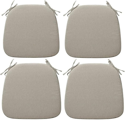 Magpie Fabrics Outdoor/Indoor 17"x16"x2" Chair Cushions with Ties Set of 4, Waterproof All Weather U-Shape Seat Pads Decoration for Patio Garden Furniture Home Office (Taupe)