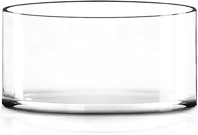 CYS Excel Large Glass Cylinder Vase (H:4" D:8") Flower Vase Centerpieces Hurricane Floating Pillar Candle Holder Terrarium Planter