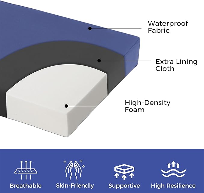 Outdoor Bench Cushions for Outdoor Furniture, 42x18x3 Inch, Waterproof Bench Pillow, Fade Resistant Long Bench Seat Pads for Garden, Indoor, Porch Swing, Navy Blue