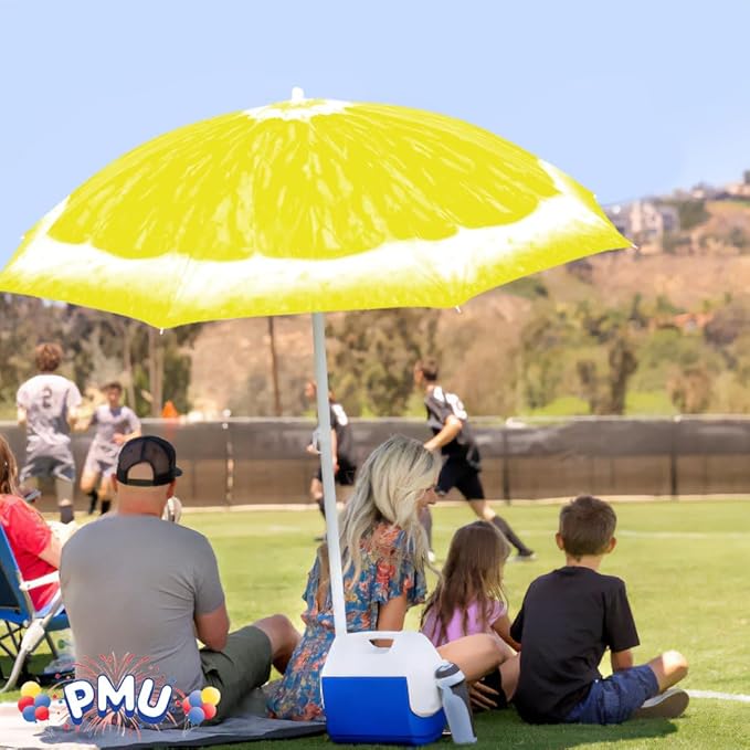 PMU 6.5 ft Beach Umbrella for Sand, Sun Shelter, Outdoor Sunshade Umbrellas for Patio Garden Beach Pool Backyard