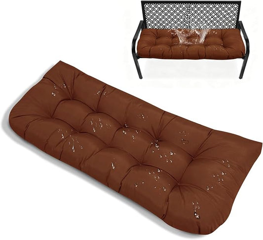 Patio Chair Cushions for Outdoor Bench Loveseats Swing Dark Coffee Water Resistant Tufted Patio Seating Bench Cushion with Ties Non Slip 51x 20