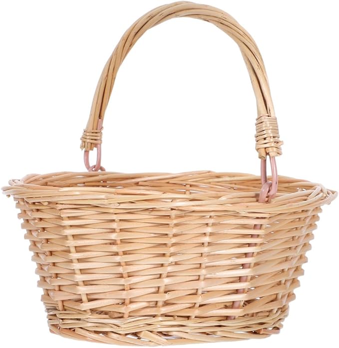 Milisten Garden Basket: Picnic Basket With Handle - Woven Wicker Storage Holder For Garden Home And Picnics - Flower Girl Accessory