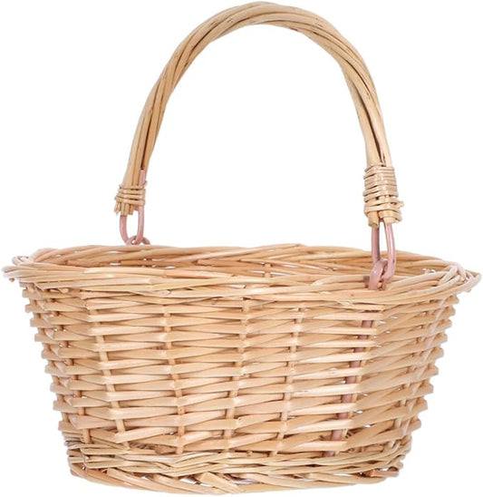 Milisten Garden Basket: Picnic Basket With Handle - Woven Wicker Storage Holder For Garden Home And Picnics - Flower Girl Accessory