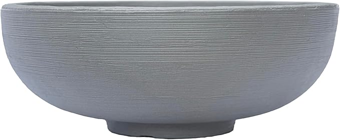 Crescent Garden Extra Large Outdoor Planter Bowl with Drain Hole for Water Gardens, Fountains, Decorative Landscaping - 40" W x 15" H (Weathered Concrete)