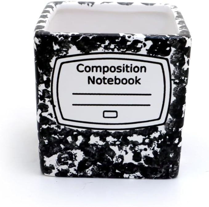 Composition notebook planter, candle holder, pencil cup, square pot, vase LennyMud by Lorrie Veasey