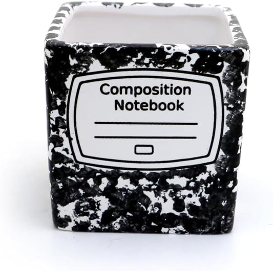 Composition notebook planter, candle holder, pencil cup, square pot, vase LennyMud by Lorrie Veasey