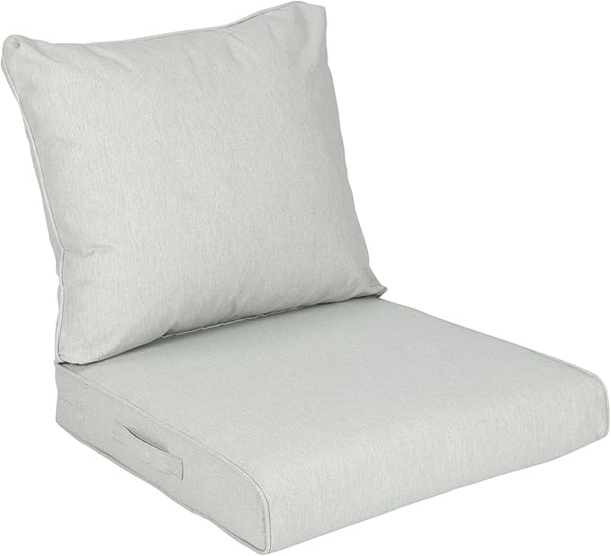 Aoodor 23" x 26" Patio Deep Seat Cushion Set, Water Resistant & Fade Resistant Outdoor Furniture Cushions with Adjustable Straps for Patio, Deck, Garden, Grey