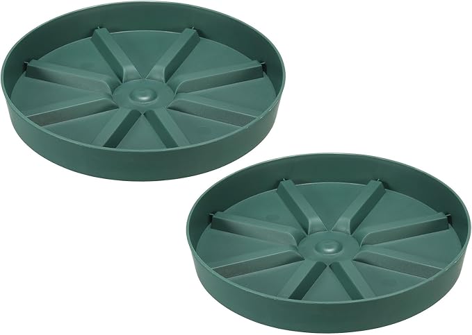 PATIKIL 9 Inch Plant Saucers Tray, 2Pcs Durable Plastic Round Flower Pot Drip Tray Thicker Anti-Rot Root for Indoors Outdoors Home Garden, Green