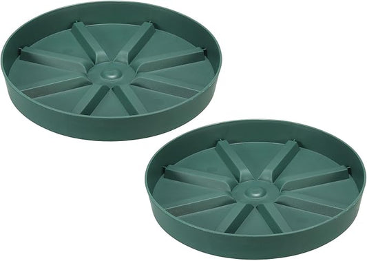 PATIKIL 9 Inch Plant Saucers Tray, 2Pcs Durable Plastic Round Flower Pot Drip Tray Thicker Anti-Rot Root for Indoors Outdoors Home Garden, Green