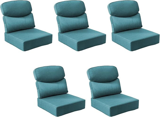 Outdoor Cushion Set for Patio Furniture, UV Resistant, Water Resistant - 6 Inch Thick Dual Layer Back Support Cushions– 24x24 Inch Patio Seat Covers for Chair/Sofa/Couch | Peacock Green | 5-Pack |