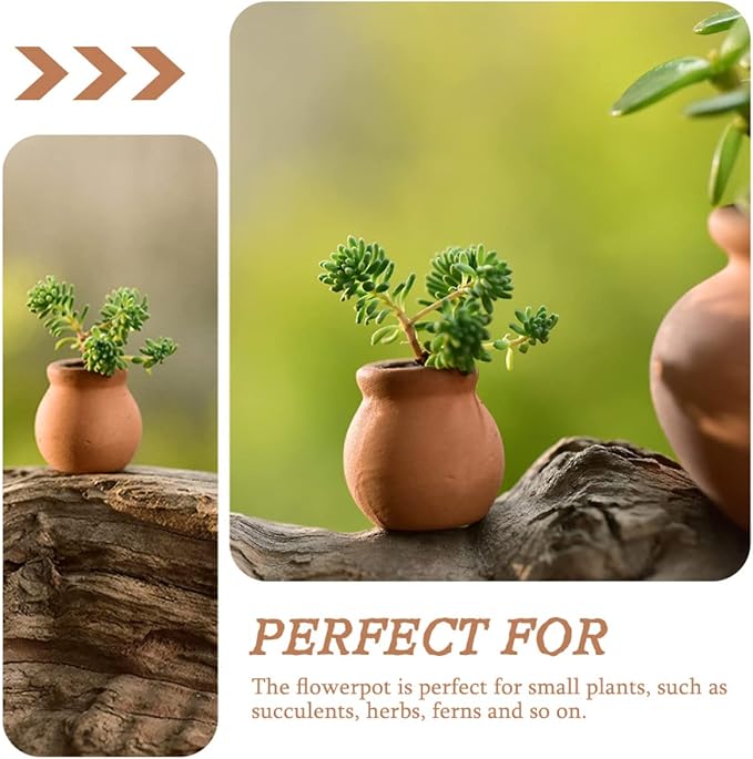 HANABASS 6pcs Mini Terracotta Pots Miniature Flower Pots Compact Containers for Crafts DIY Garden Plants Office Decor Mini House Accessories 1.5X1.5 Inch