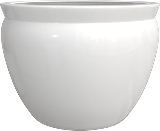 Red Lantern 16" White Porcelain Fishbowl Planter or Cachepot for Indoor/Outdoor Use in Garden Entryway Living Room Boho Eclectic Modern Contemporary Classic Traditional Style Decor