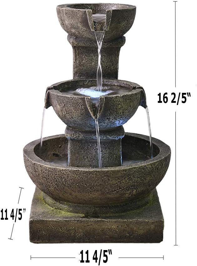 PeterIvan Outdoor Waterfall Fountain - Relaxing Soothing Garden Fountains Outdoor, Fountain Patio Outdoor for The Garden&Patio with LED Lights and Charming Outdoor Water Feature Bronzy