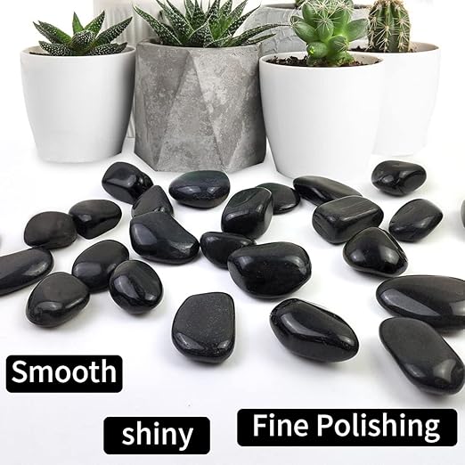 1-2.2 Inch High Decorative Black River Rocks, 5LB Polished Stones, Pebbles for Landscaping, Fish Tank, Garden, Vase Filling Pebbles, Outdoor Decorative River Rocks