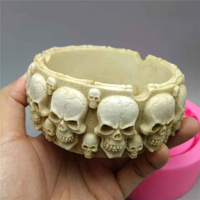 Skull Concrete Flower Pot Cement Molds Silicone Plant Molds Candle Holder Mould Epoxy Resin Mold Jewelry Storage Box Mold