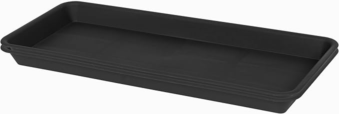 2 Pack of Plastic Plant Tray Saucer Rectangular 14 inch, Plant Trays Saucers for Indoors Outdoor, Plant Water Drip Tray for Flower Pot Planter, Windowsill Plant Tray (6.8 X 14.5'', Black)