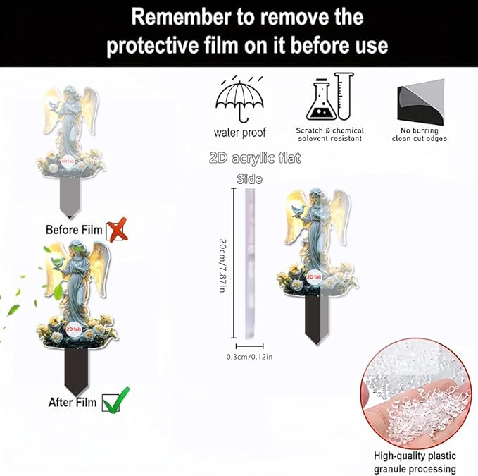 Garden Decor, Acrylic 2D Stake, Pot Plants Garden Yard Lawn Outdoor Fairy Statue Ornaments, Fairy Garden Accessories Decoration (Style D)