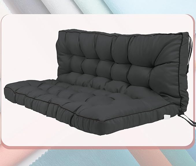 2-3 Seat Swing Replacement Cushion, Outdoor Bench Cushions with Backrest Thicken 4", Patio Furniture Garden Porch Loveseat Glider Pad Anti-Fading Waterproof (Dark Grey, 40x70in-thicken)
