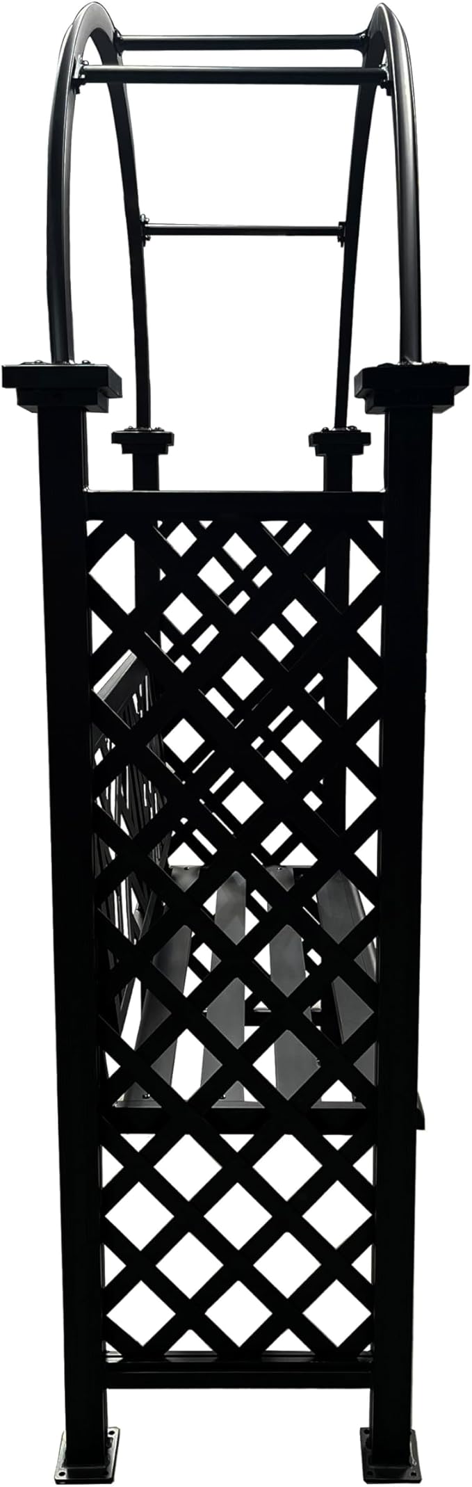 Oakland Living Black Aluminum Garden Arbor Arch with 2-Seater Bench