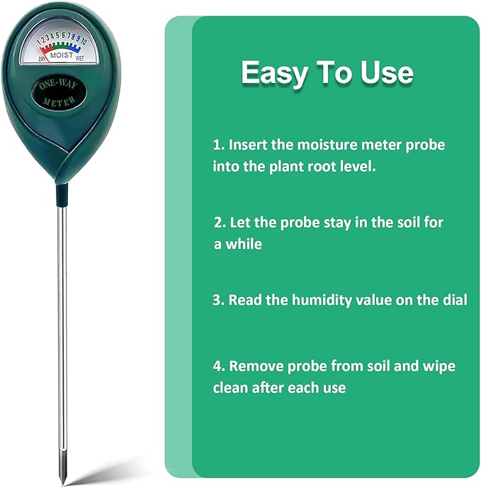 Green Soil Moisture Meter, Plant Water Meter, Soil Water Tester for Houseplants, Hygrometer Sensor Water Monitor for Indoor Outdoor Garden, Potted Plants, Farm, Lawn, No Battery Needed