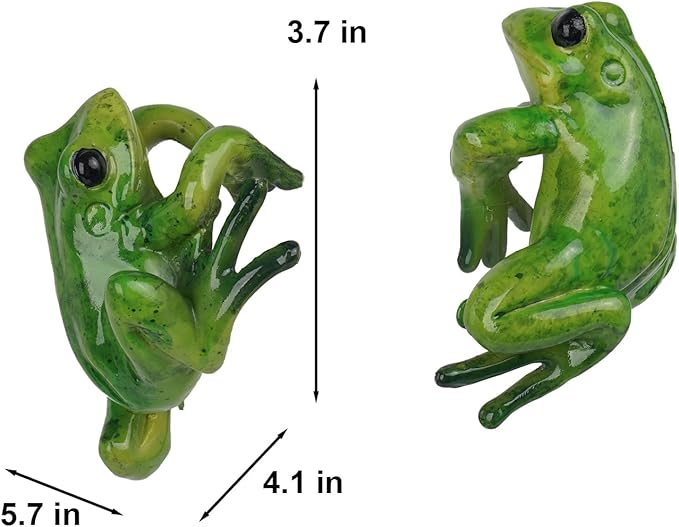 Frog Décor Plant Decorations Pots – Set 2 Cute Resin Fairy Garden Figurine Plant Decorations Cute Resin Fairy Figure Accessories Plant Pot Decorations 5.7 * 4.1 * 3.7 inch