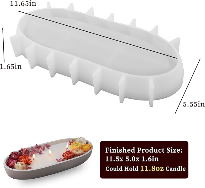 Wehous Large Bowl Resin Mold, 11.6'' Oval Bowl Silicone Molds for Resin Concrete Cement, Epoxy Casting Mold for Jewelry Makeup Storage Container Candle Boat Succulent Pot, Table Home Decoration