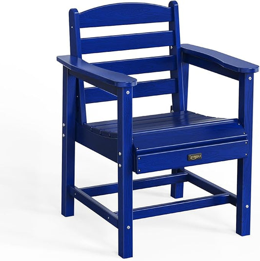 VINGLI Outdoor Patio Dining Chairs, HDPE Plastic Outdoor Patio Chairs All-Weather Durable Garden Seating for Outside, Poolside, Deck, Porch (Navy Blue, 1 PCS)