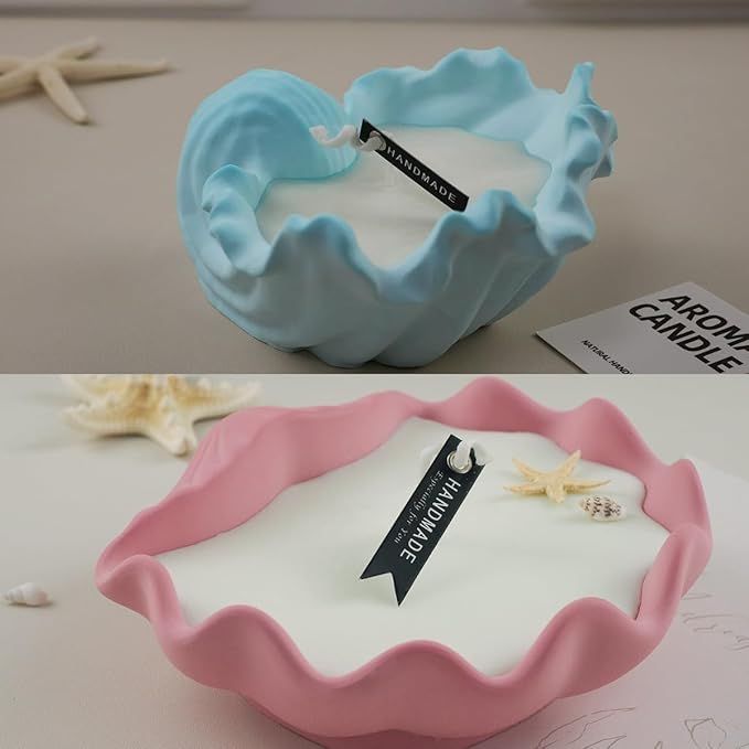 XMOX 2 Pack Seashell Silicone Mold, Conch Candle Containers Mold, Handmade Storage Tray Resin Sea Snail Mould, Clam Shells Concrete Succulent Planter Mold